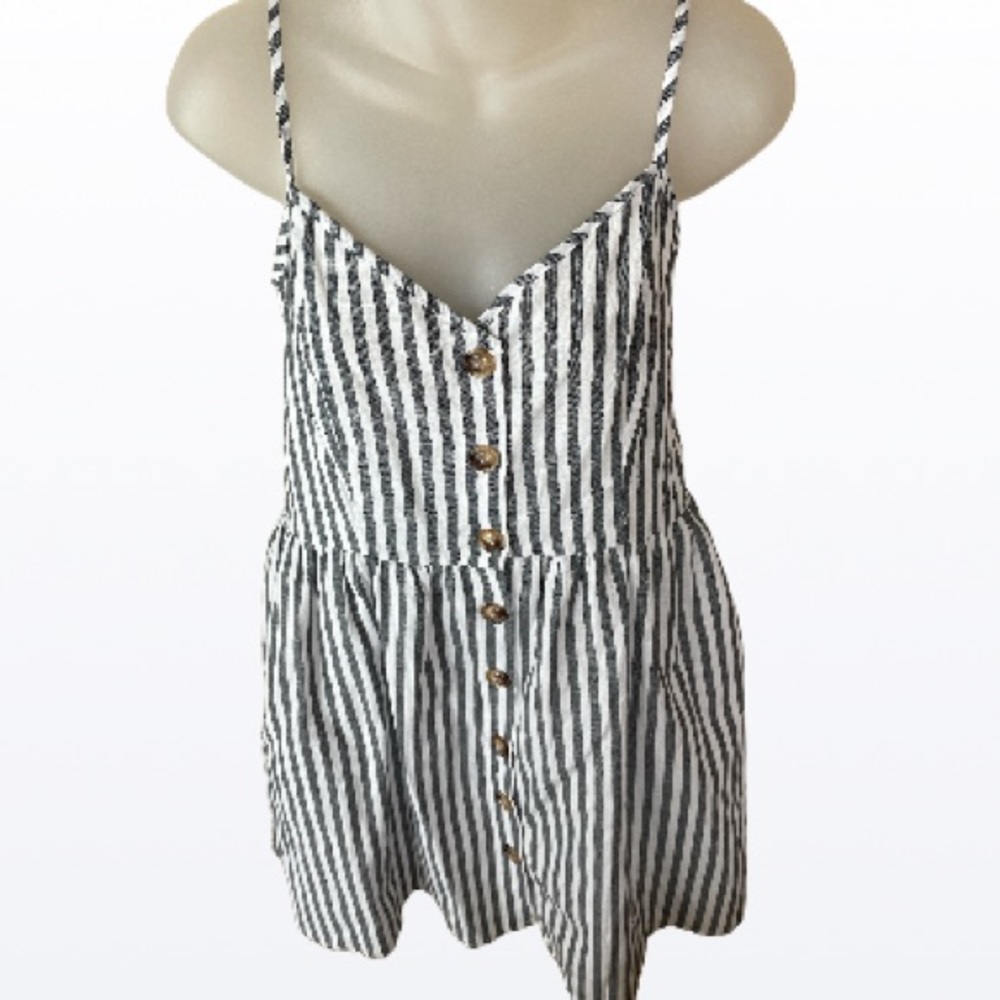 Shein striped longer tank top sleeves XL warm weather top vacation